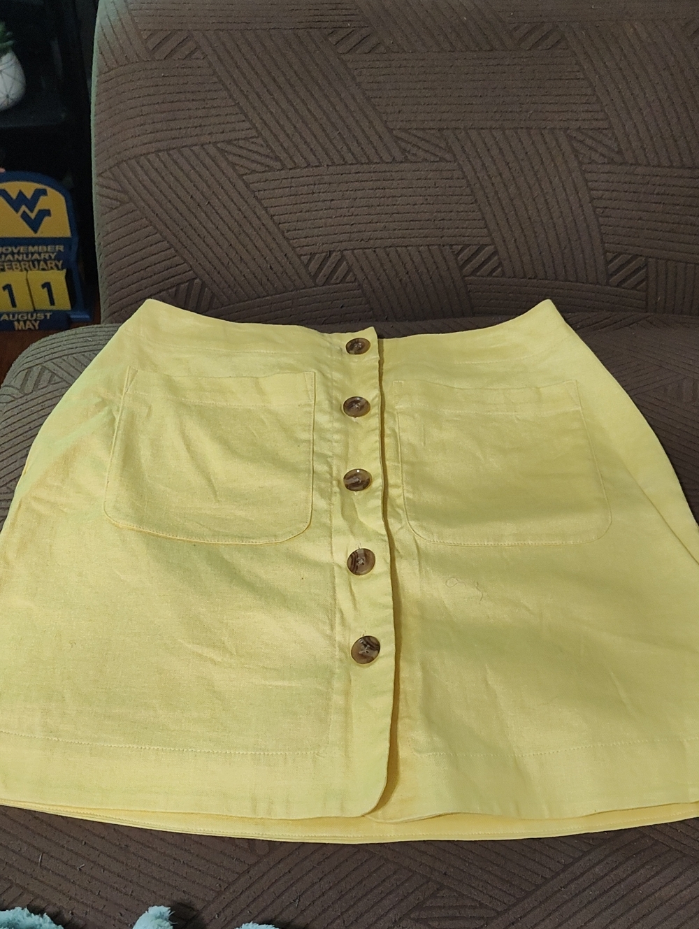 Banana Republic Women's Yellow Button-Front Pocket Skirt